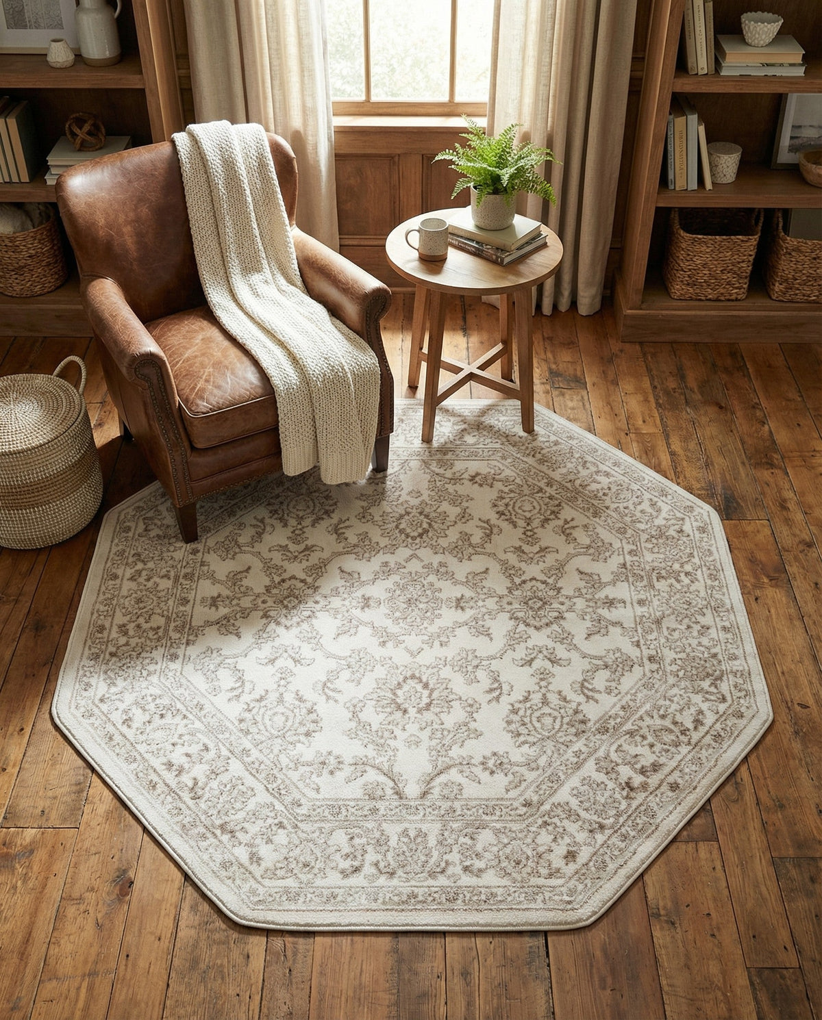 Savannah Elegance Collection Area Rug - Augusta (Ivory) Octagon Ivory  lifestyle 102