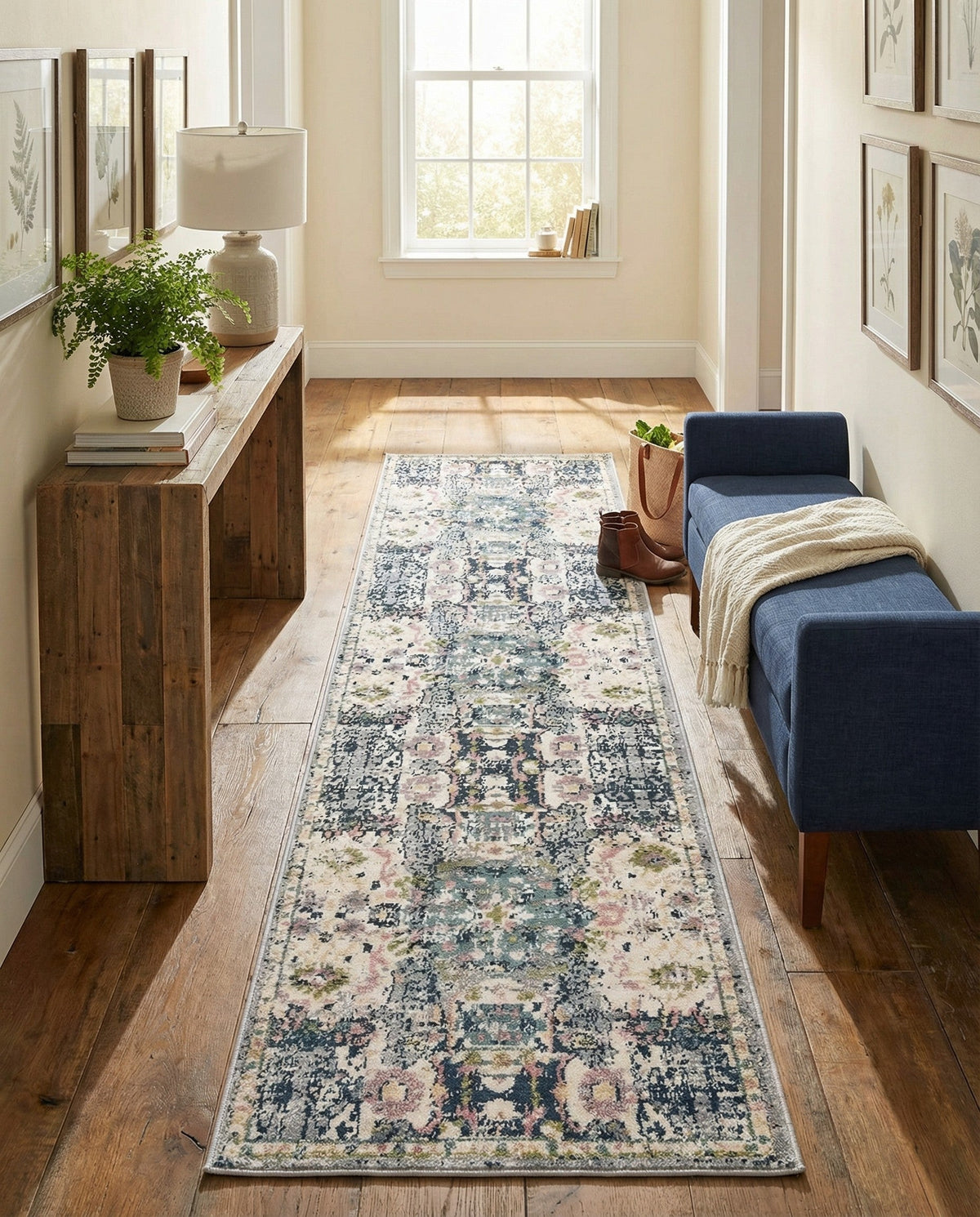 Savannah Elegance Collection Area Rug -  Azalea Runner Ivory  lifestyle 114