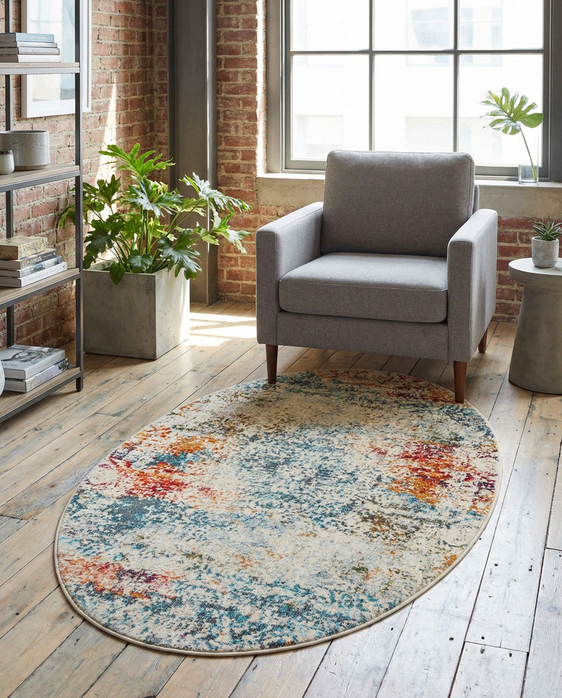 Caribbean Breeze Collection Area Rug -  Isla Oval Cream  lifestyle 48