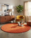 Plush Oasis Collection Area Rug - Serenity (Tiger Orange) Round Tiger Orange  lifestyle 67
