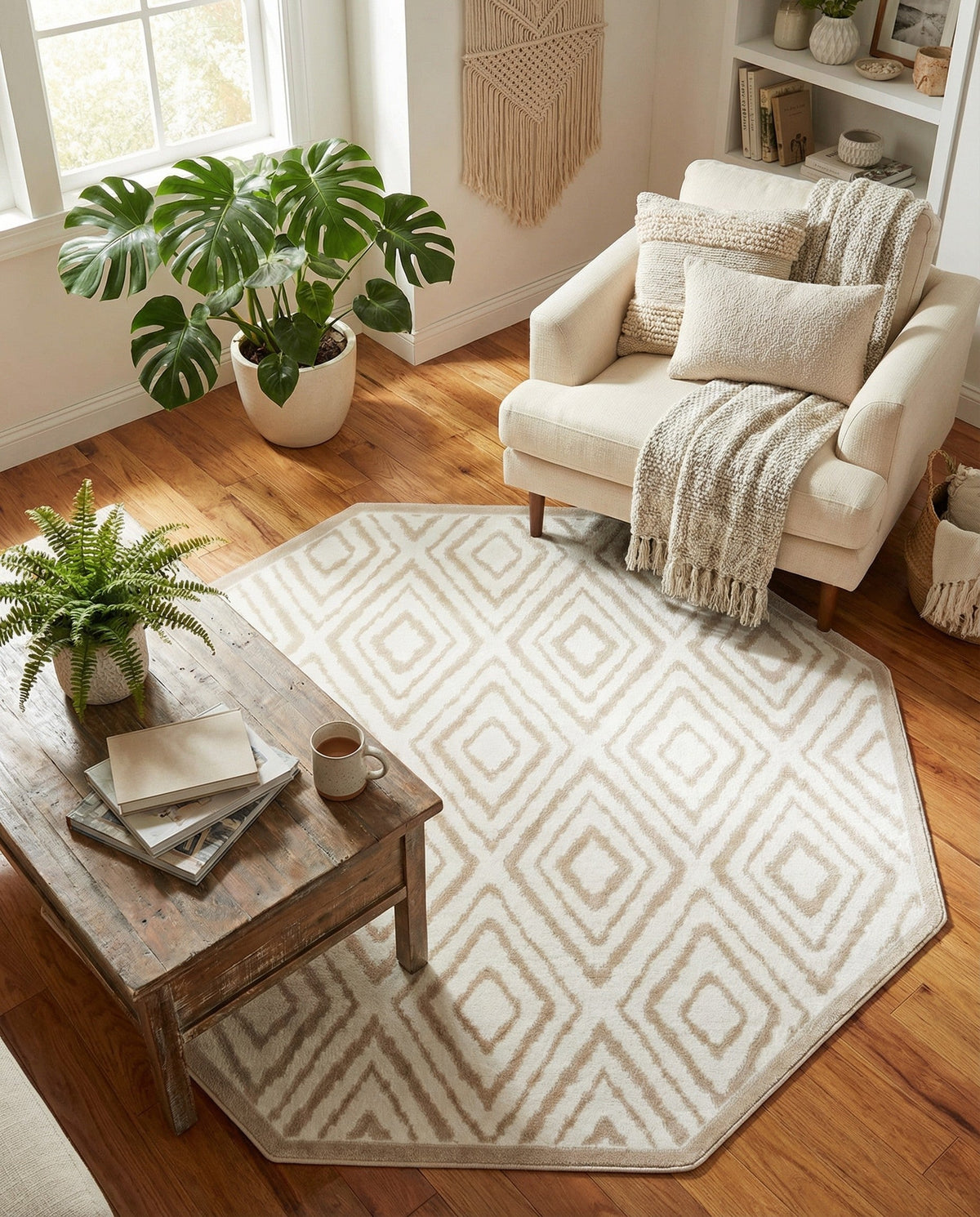 Sanctuary Retreat Collection Area Rug -  Oasis Octagon Snow White  lifestyle 131