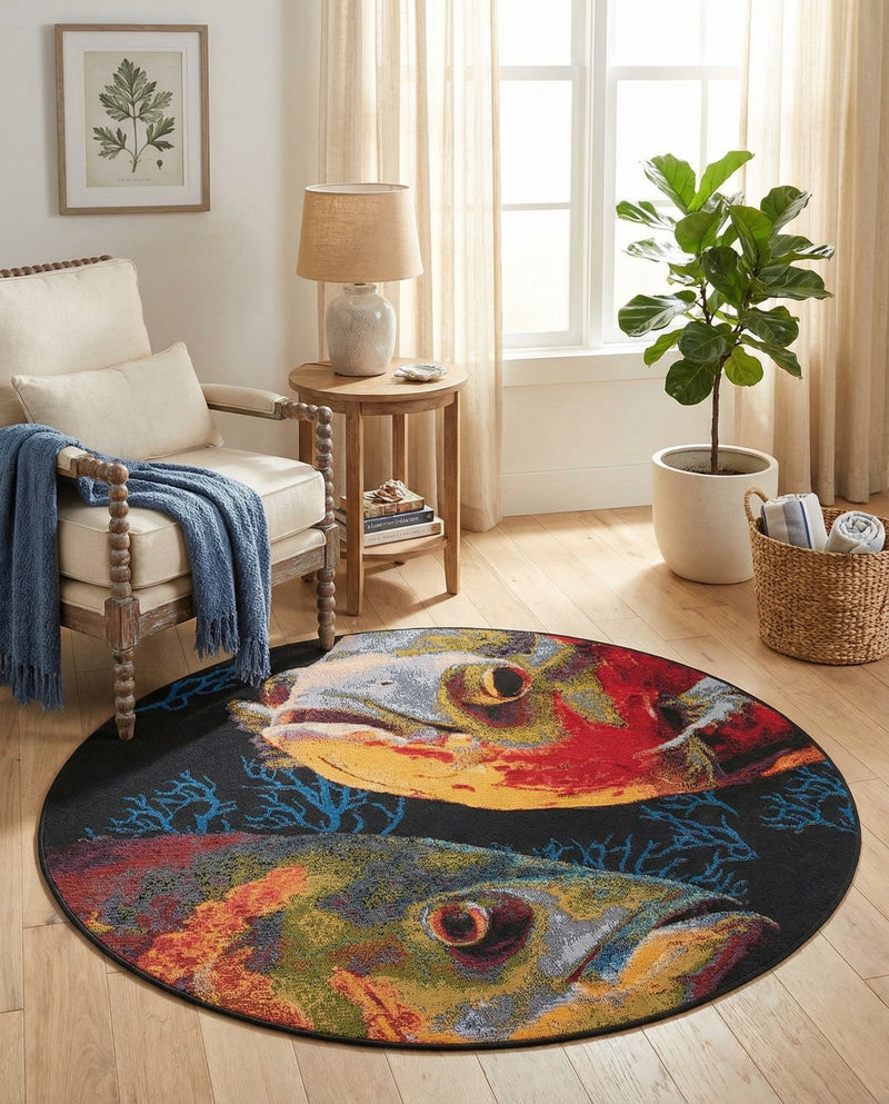 Seaside Haven Rugs Collection Area Rug -  Harbor Round Multi  lifestyle 66