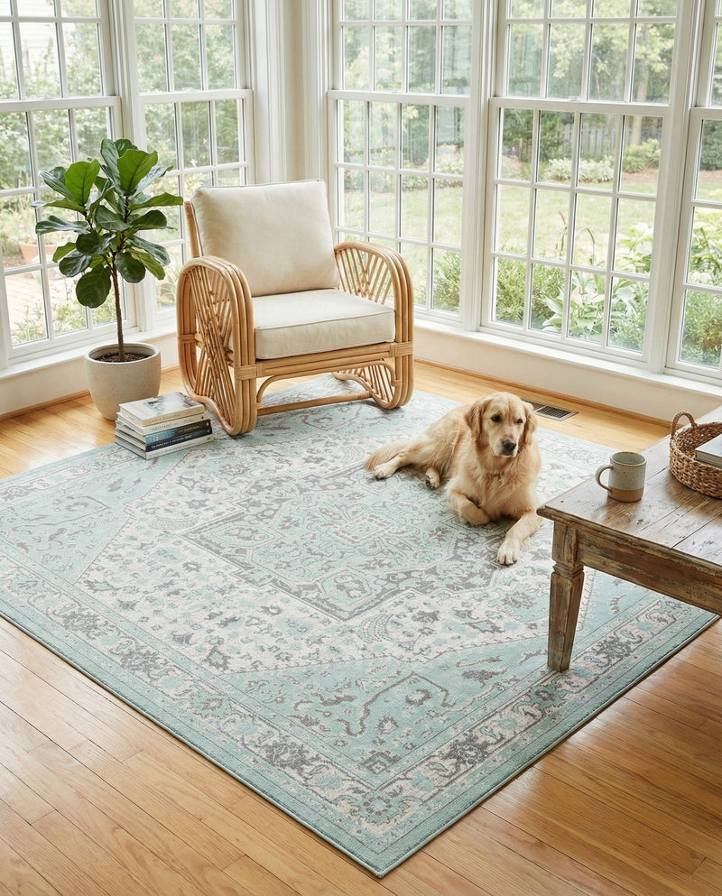 Savannah Series Collection Area Rug - Charleston (Mint) Square Mint  lifestyle 43