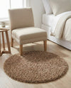 Plush Oasis Collection Area Rug - Serenity (Sandy Brown) Round Sandy Brown  lifestyle 89
