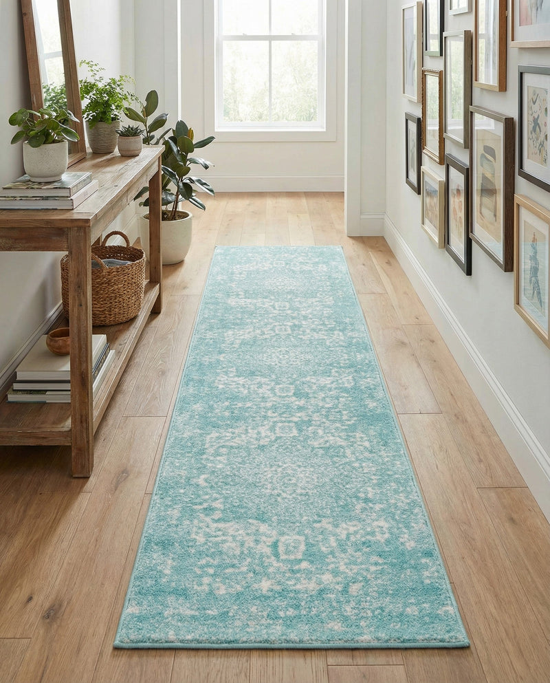 Georgetown Rugs Collection Area Rug - Dupont (Aqua) Runner Aqua  lifestyle 51