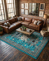 Tabriz Tapestries Collection Area Rug - Azerbaijan (Turquoise) Rectangle Turquoise  lifestyle 16