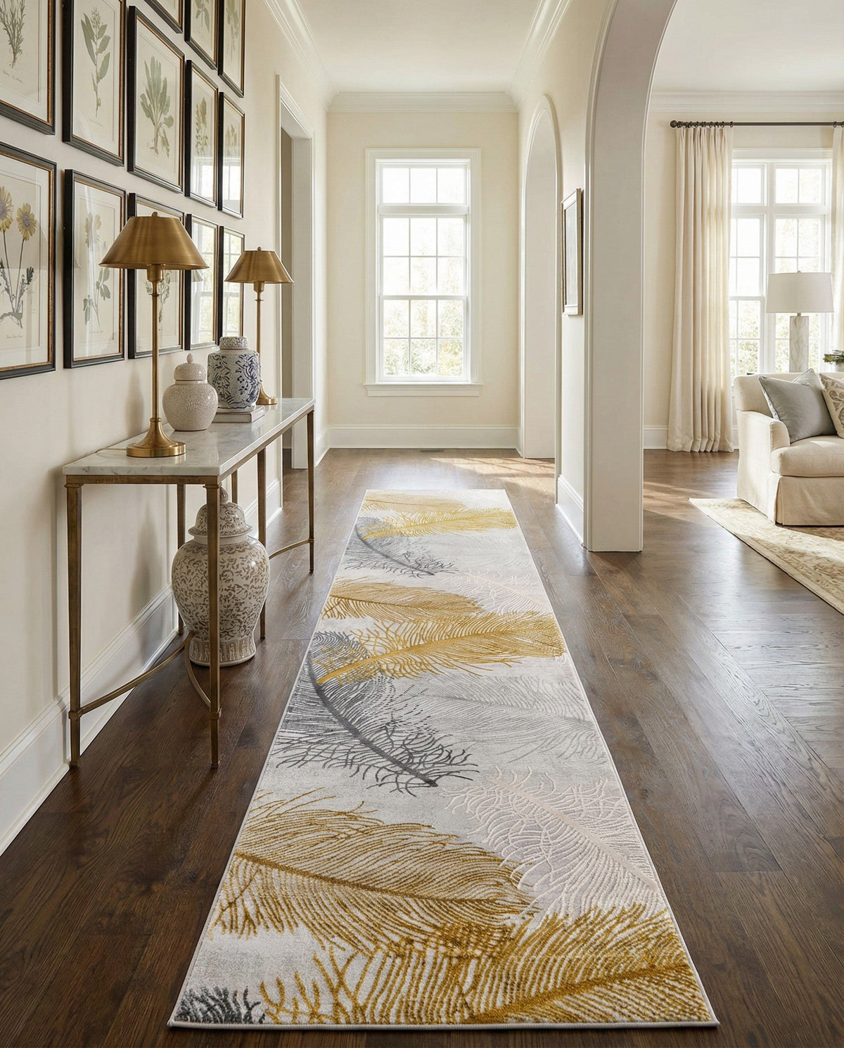 Bloomsbury Elegance Collection Area Rug -  Westminster Runner Yellow Gray  lifestyle 165
