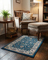 Casablanca Tapestry Collection Area Rug -  Marrakech (Egyptian Blue) Rectangle Egyptian Blue  lifestyle 9