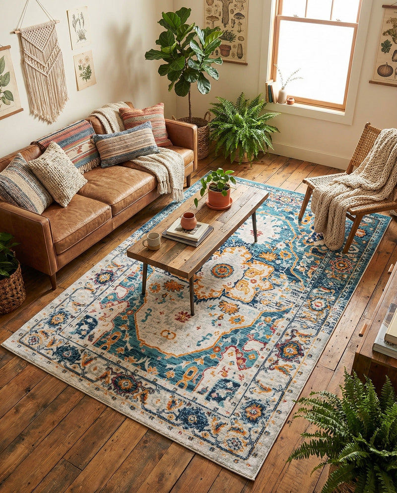 Parisian Elegance Collection Area Rug - Versailles (Teal) Rectangle Teal  lifestyle 8