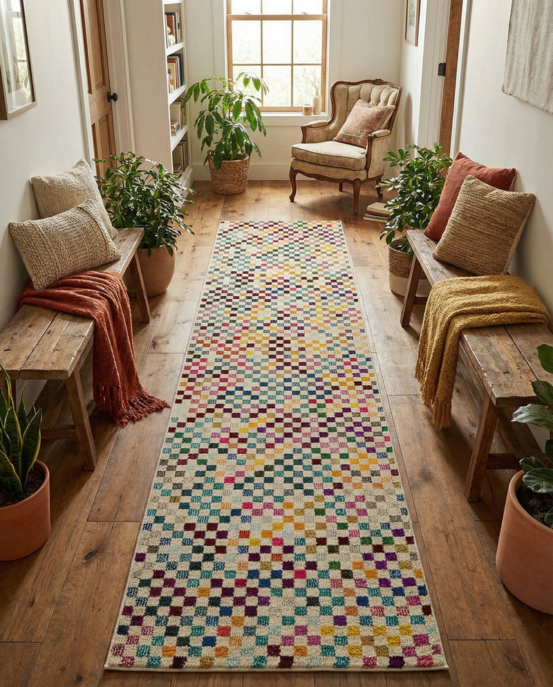 Chromatic Oasis Collection Area Rug -  Flora Runner Multi  lifestyle 56