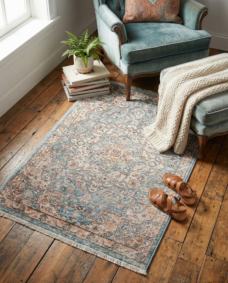 Coastal Haven Collection Area Rug - Seabreeze (Blue) Rectangle Blue  lifestyle 30