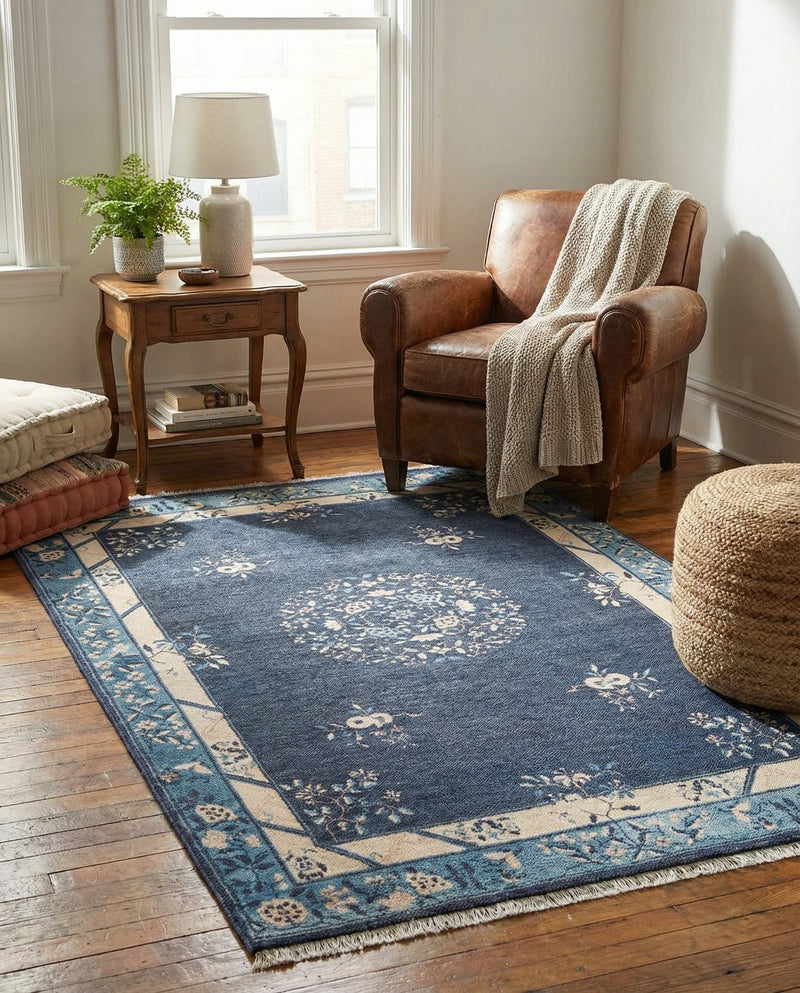 Bazaar Chic Collection Area Rug -  Ouarzazate Rectangle Navy Blue  lifestyle 9