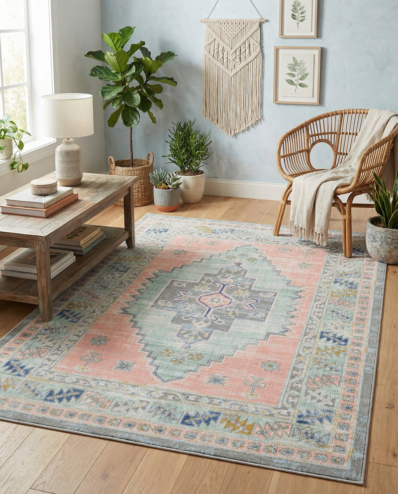Savannah Series Collection Area Rug -  Augusta (Pink) Rectangle Pink  lifestyle 17