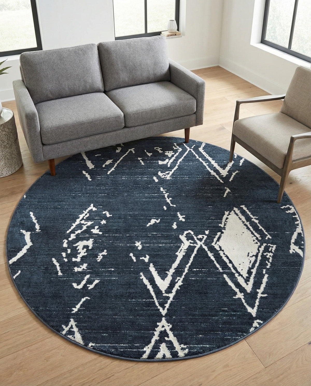 Metro Heights Collection Area Rug -  Madison Round Navy Blue  lifestyle 131