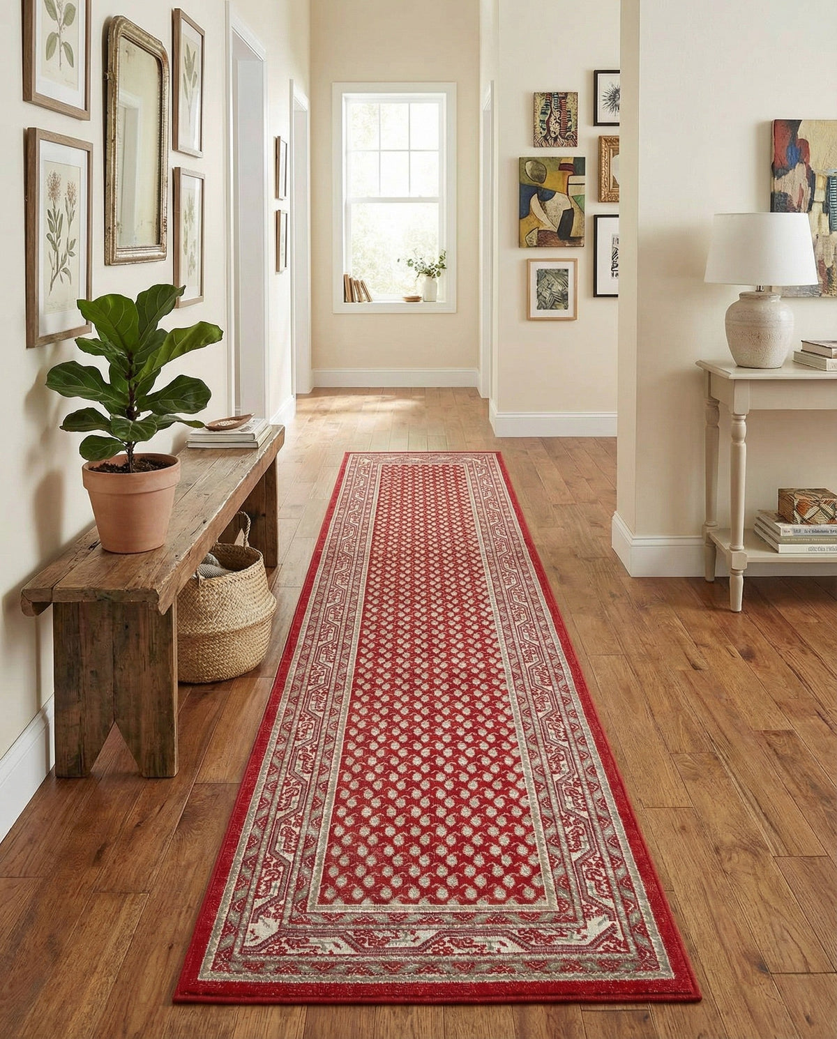Soho Elegance Collection Area Rug -  Mercer (Red) Runner Red  lifestyle 34