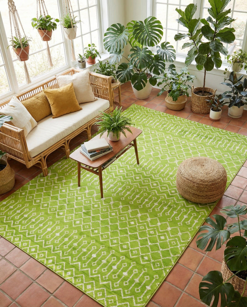 Marrakech Lattice Collection Area Rug - Medina (Green) Rectangle Green  lifestyle 5