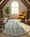 Seville Stripes Collection Area Rug -  Granada (Blue) Round Blue  lifestyle 21