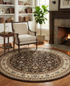 Isfahan Elegance Collection Area Rug - Naghsh-e Jahan (Brown) Round Brown  lifestyle 81