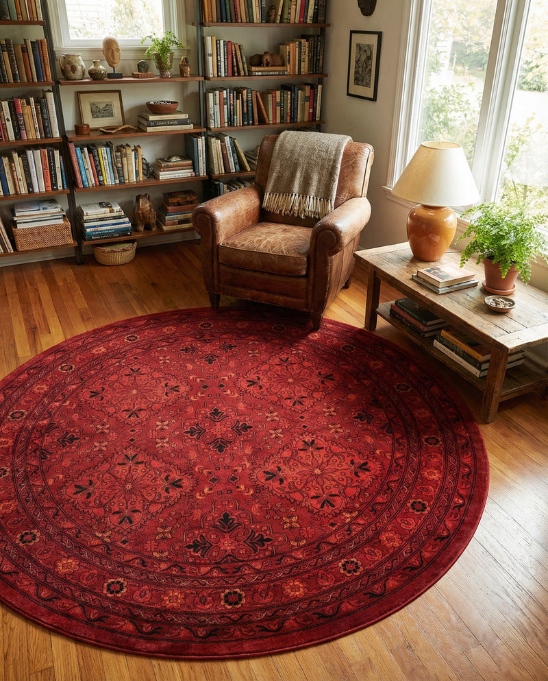 Samarkand Elegance Collection Area Rug -  Samanid Round Red  lifestyle 59