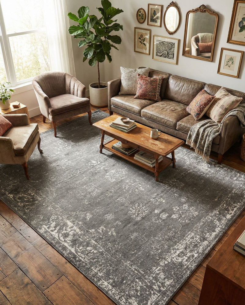 Riviera Elegance Collection Area Rug - Antibes (Dark Gray) Rectangle Dark Gray  lifestyle 20