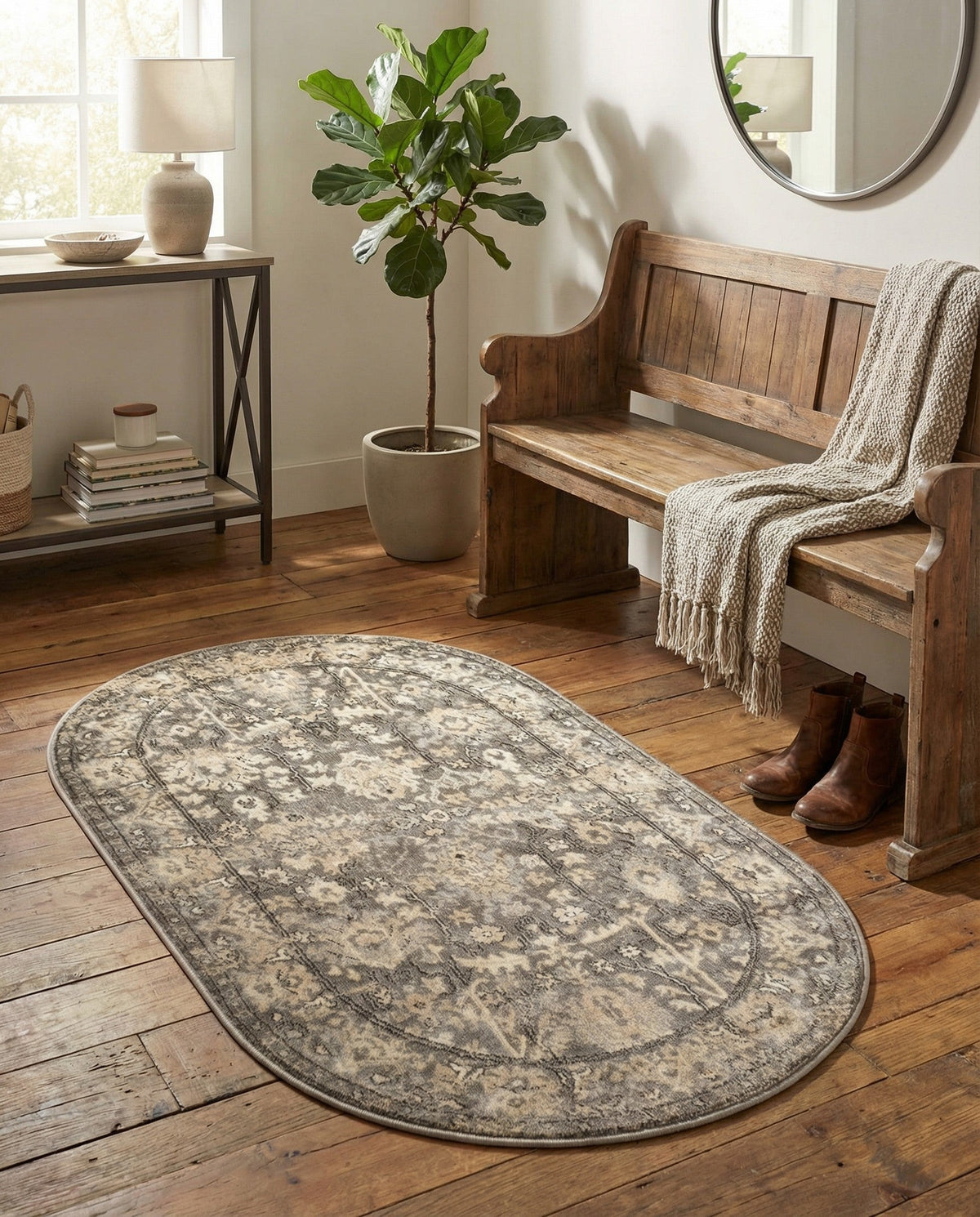 Cascade Range Collection Area Rug -  Shasta (Gray) Oval Gray  lifestyle 111