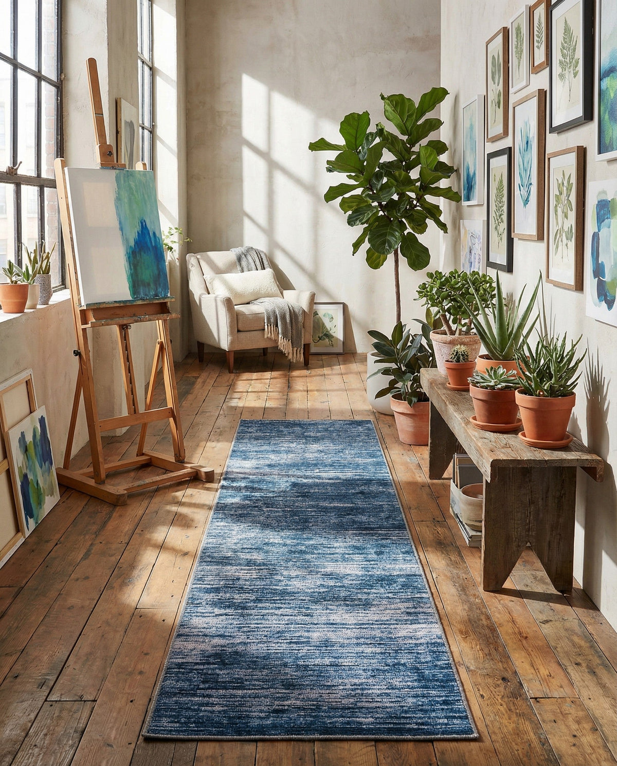 Sahara Essence Collection Area Rug - Oasis (Blue) Runner Blue  lifestyle 64