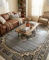 Tabriz Tapestry Collection Area Rug - Azerbaijan (Gray) Rectangle Gray  lifestyle 10