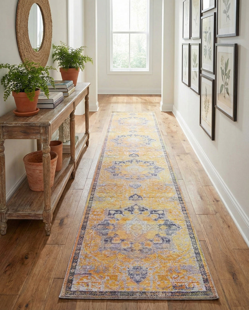 Baroque Era Collection Area Rug - Versailles (Tuscan Yellow) Runner Tuscan Yellow  lifestyle 28