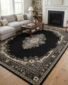 Tabriz Tapestry Collection Area Rug - Azerbaijan (Black) Rectangle Black  lifestyle 14