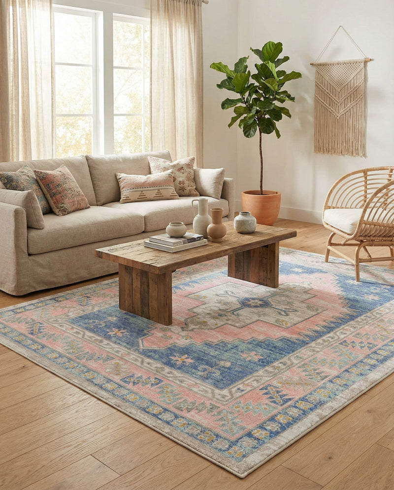 Savannah Series Collection Area Rug -  Augusta (French Blue) Rectangle French Blue  lifestyle 13