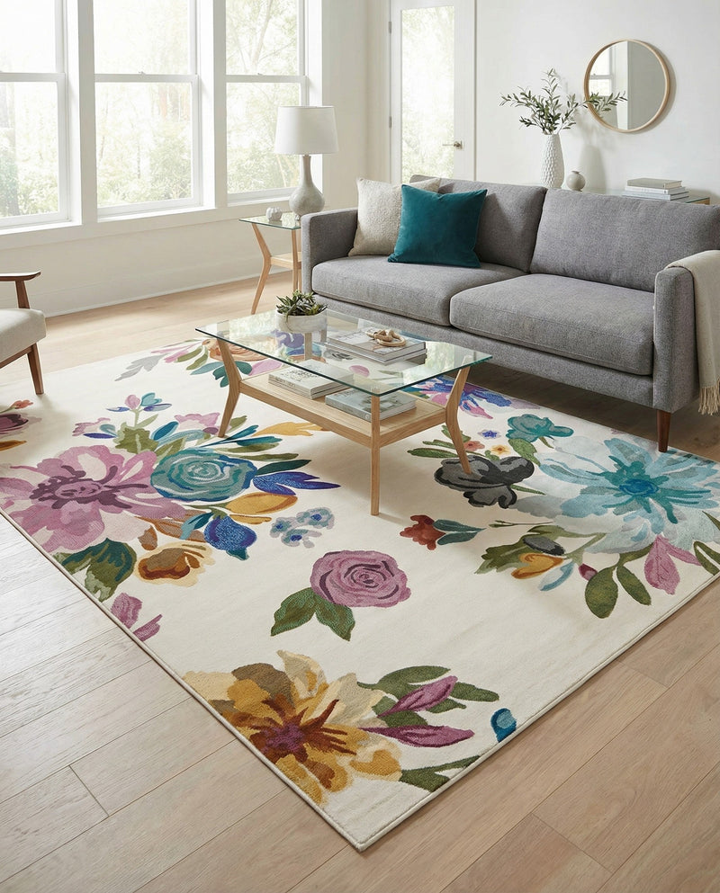 Meadow Breeze Collection Area Rug - Wildflower Rectangle Ivory  lifestyle 46