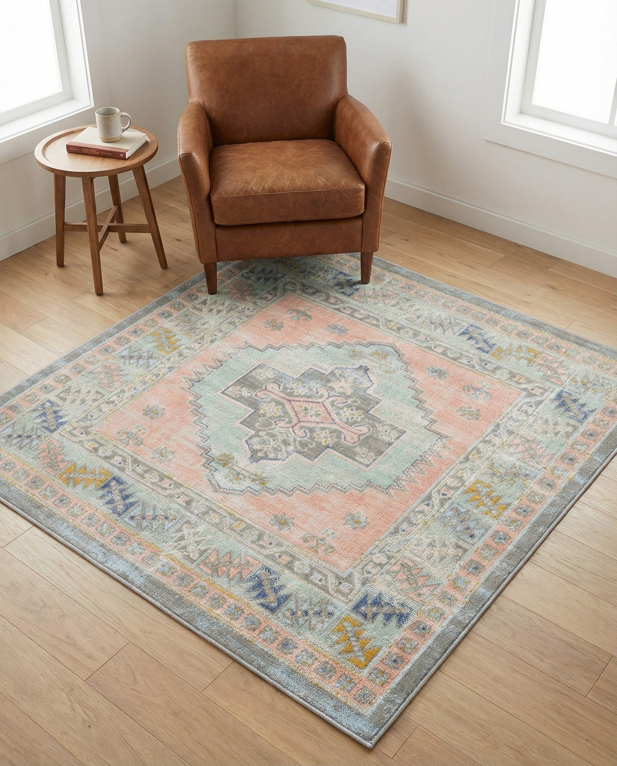 Savannah Series Collection Area Rug -  Augusta (Pink) Square Pink  lifestyle 87