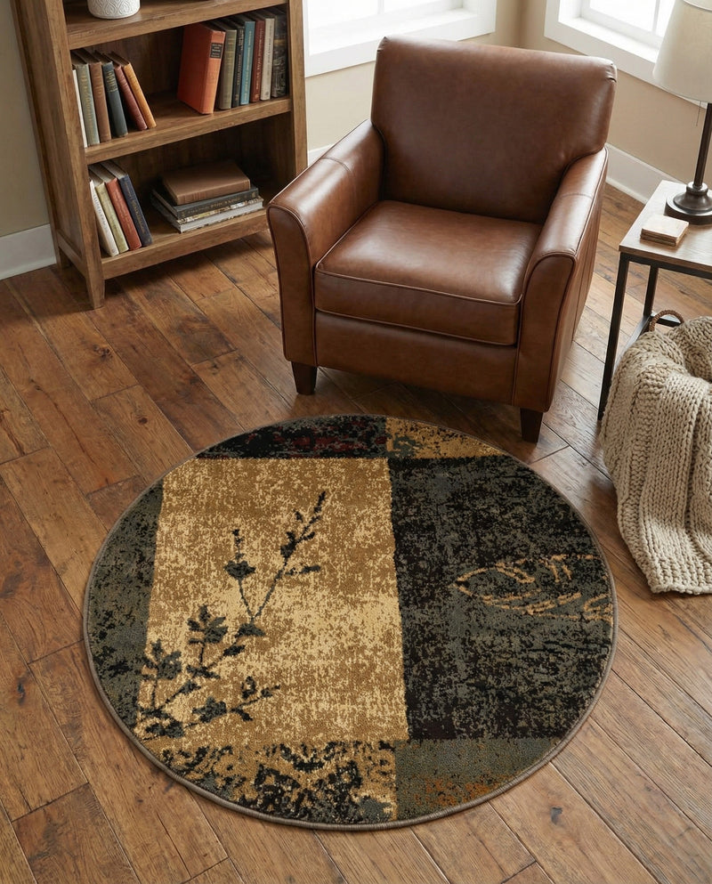 Bistro Lounge Collection Area Rug -  Lungo Round Beige  lifestyle 81