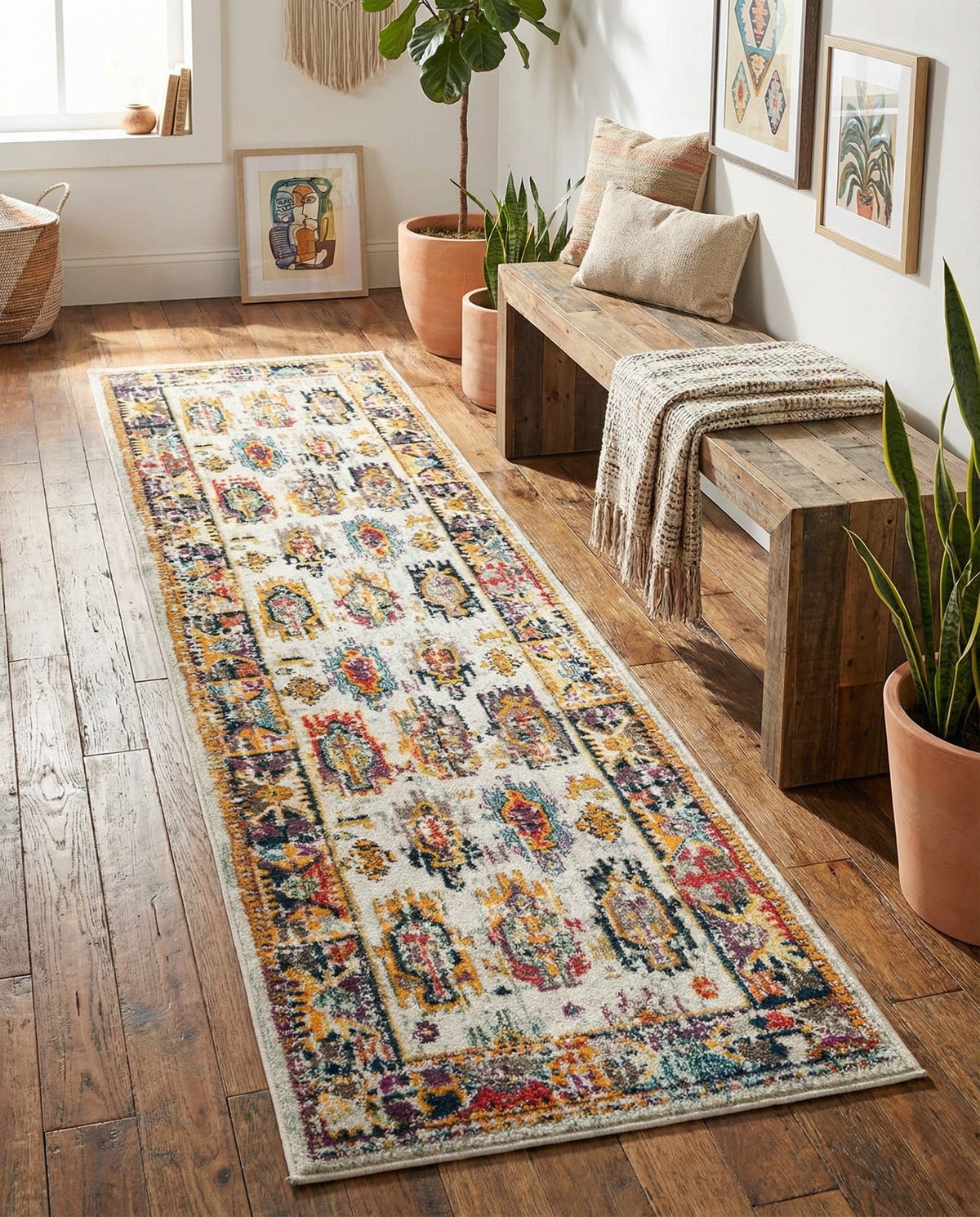 Brighton Terrace Collection Area Rug -  Portslade Runner Ivory  lifestyle 124