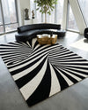 Cyclone Wool Collection Area Rug -  Maelstrom Rectangle Black and White  lifestyle 17