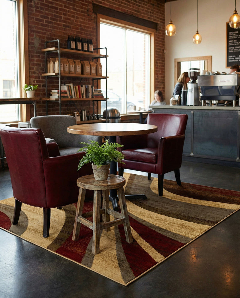 Bistro Lounge Collection Area Rug -  Frappe Square Beige  lifestyle 45