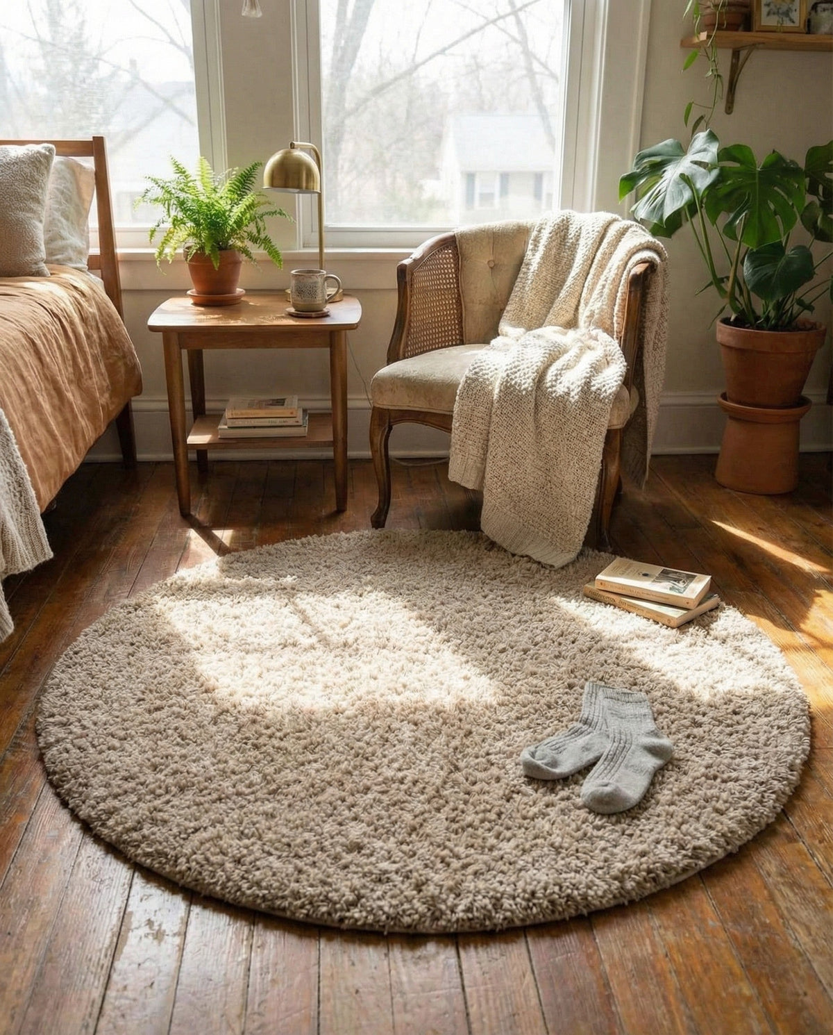 Alpine Plush Collection Area Rug -  Cortina (Linen) Round Linen  lifestyle 81