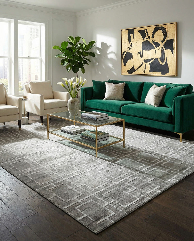Hollywood Luxe Collection Area Rug -  Beverly (Gray Silver) Rectangle Gray Silver  lifestyle 10