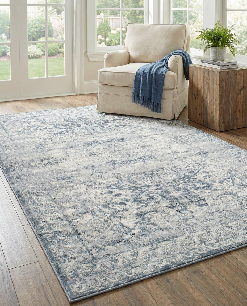 Coastal Manor Collection Area Rug -  Sailview Rectangle Dark Blue  lifestyle 11