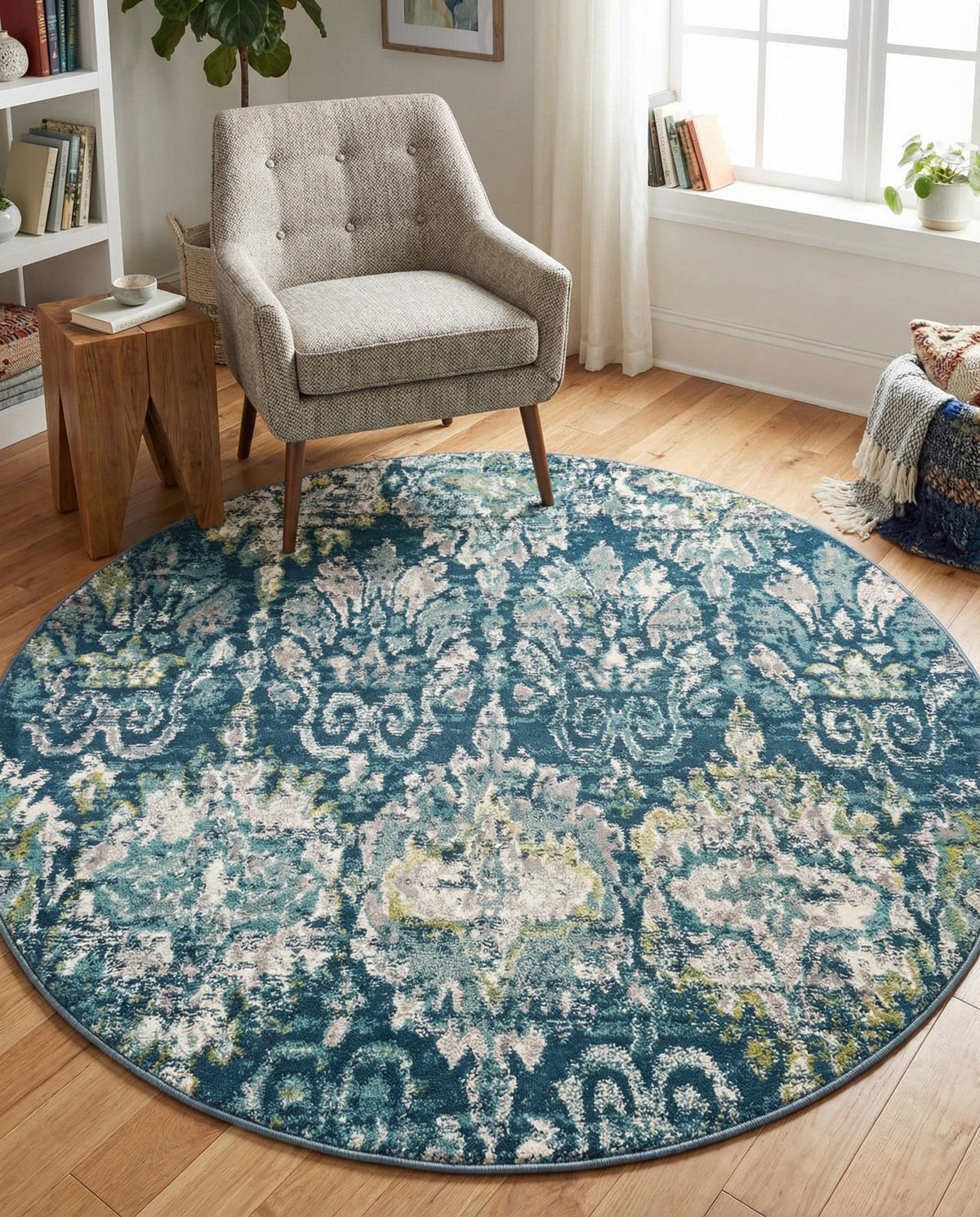 Savannah Elegance Collection Area Rug -  Forsyth Round Navy Blue  lifestyle 151