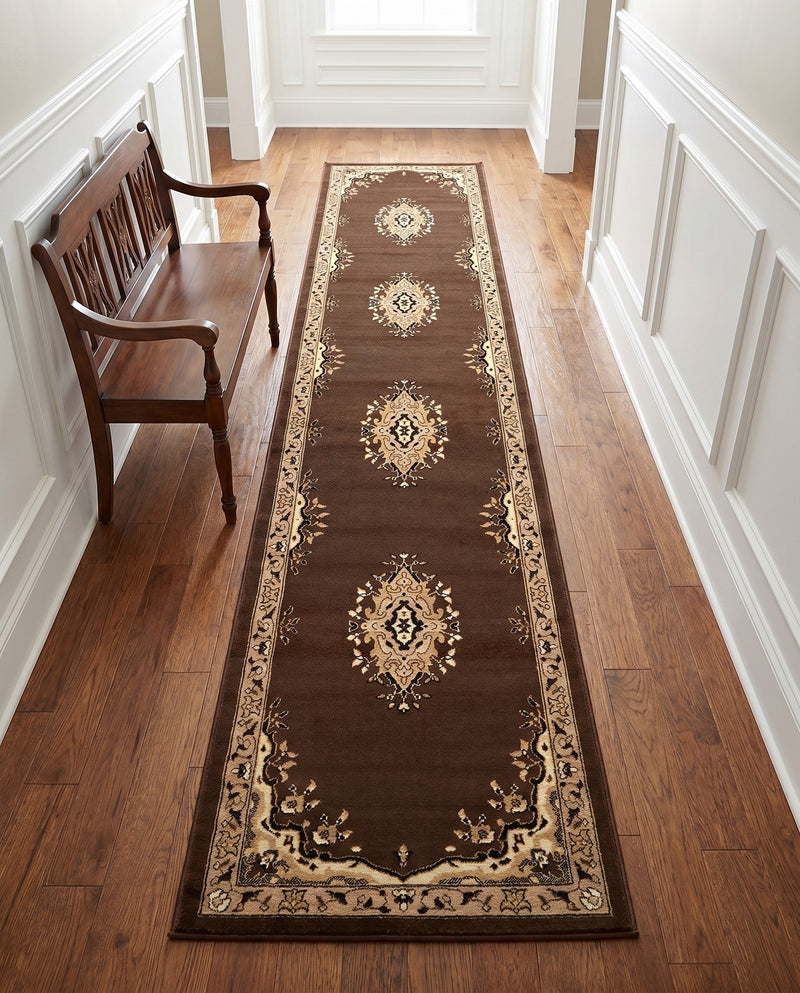 Tabriz Tapestry Collection Area Rug - Azerbaijan (Brown) Runner Brown  lifestyle 60