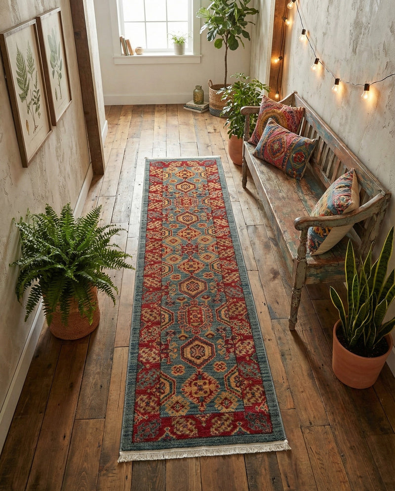 Persian Elegance Collection Area Rug -  Nain Runner Light Blue  lifestyle 51