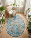 Arcadia Rugs Collection Area Rug -  Atlantis (Blue) Oval Blue  lifestyle 74