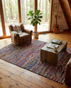 Thar Cotton Collection Area Rug - Alleppey Rectangle Multi Black  lifestyle 15