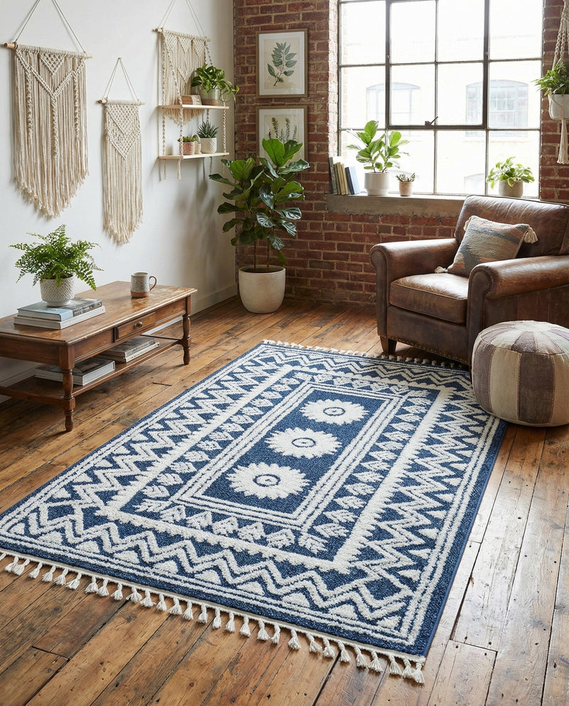 Sahara Chic Collection Area Rug -  Tangier Rectangle Blue  lifestyle 54