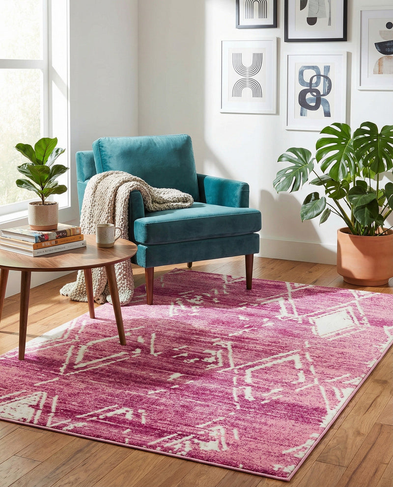 Metro Heights Collection Area Rug -  Madison Rectangle Pink  lifestyle 41