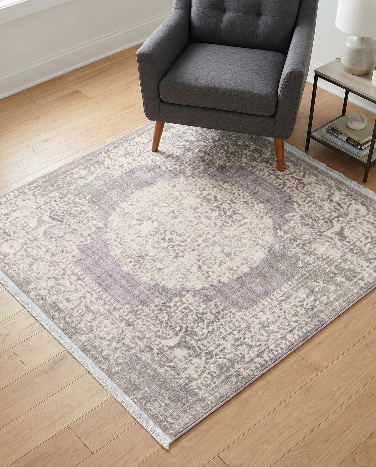 Rustic Charm Revival Collection Area Rug -  Meadowland Square Purple  lifestyle 113