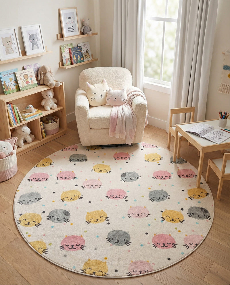 Wonder Tykes Collection Area Rug -  Dazzle Round Ivory  lifestyle 41