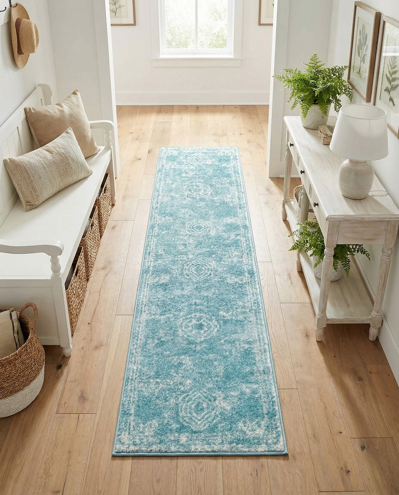 Dover Terrace Collection Area Rug -  Lagoon (Aqua) Runner Aqua  lifestyle 59