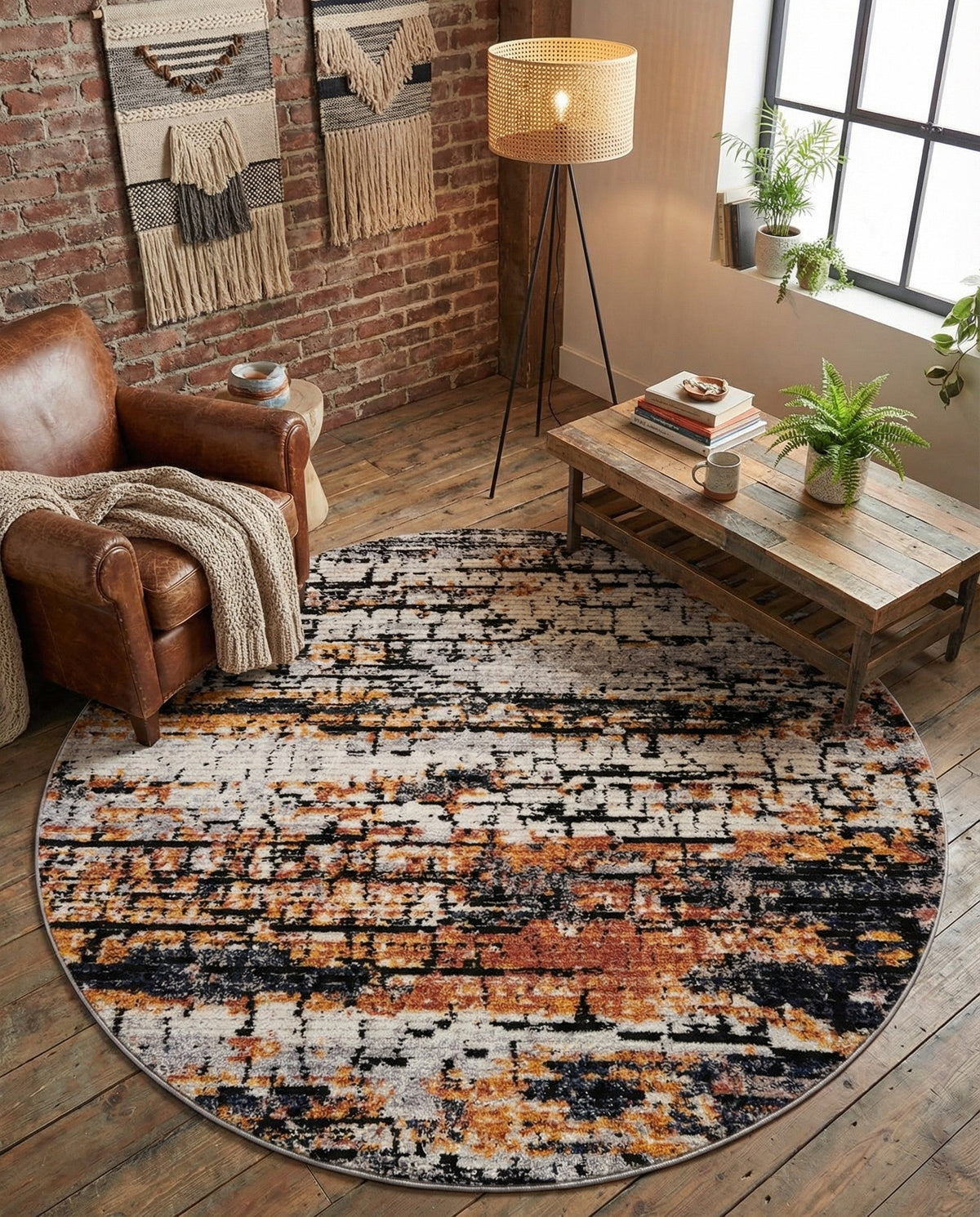 Santa Fe Trails Collection Area Rug -  Chaparral Round Multi  lifestyle 121